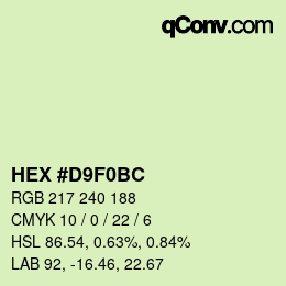 Color code: HEX #D9F0BC | qconv.com