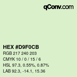 Color code: HEX #D9F0CB | qconv.com