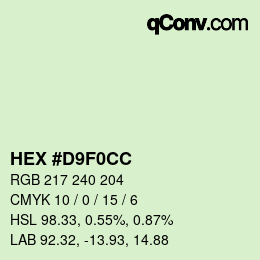 Color code: HEX #D9F0CC | qconv.com