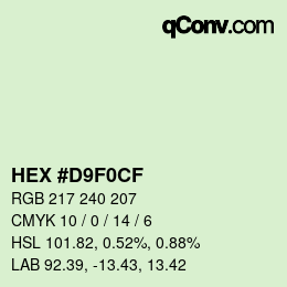 カラーコード: HEX #D9F0CF | qconv.com