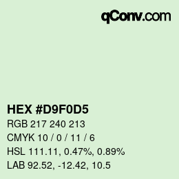 カラーコード: HEX #D9F0D5 | qconv.com