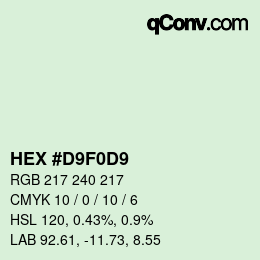 カラーコード: HEX #D9F0D9 | qconv.com