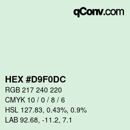 Color code: HEX #D9F0DC | qconv.com