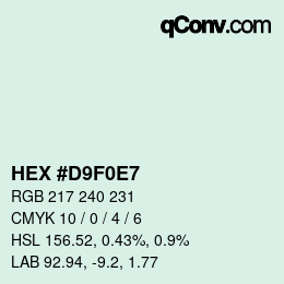 Color code: HEX #D9F0E7 | qconv.com
