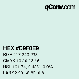 Color code: HEX #D9F0E9 | qconv.com