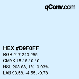 Farbcode: HEX #D9F0FF | qconv.com