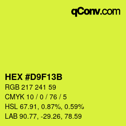 Color code: HEX #D9F13B | qconv.com