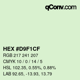 Color code: HEX #D9F1CF | qconv.com