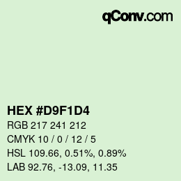 Color code: HEX #D9F1D4 | qconv.com