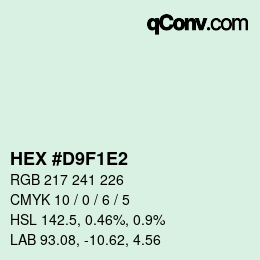 Color code: HEX #D9F1E2 | qconv.com