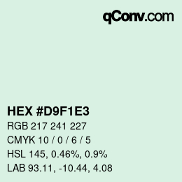 カラーコード: HEX #D9F1E3 | qconv.com