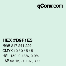 カラーコード: HEX #D9F1E5 | qconv.com