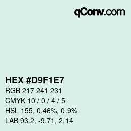 Color code: HEX #D9F1E7 | qconv.com