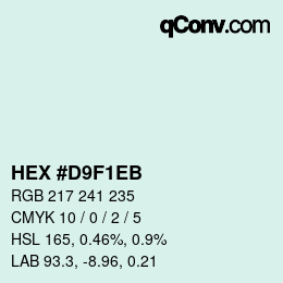 Color code: HEX #D9F1EB | qconv.com