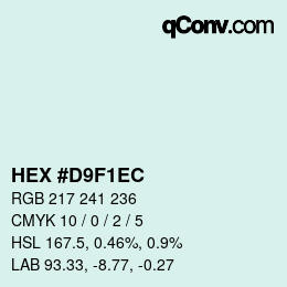 Color code: HEX #D9F1EC | qconv.com