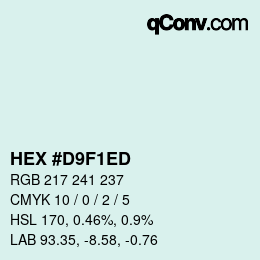 カラーコード: HEX #D9F1ED | qconv.com