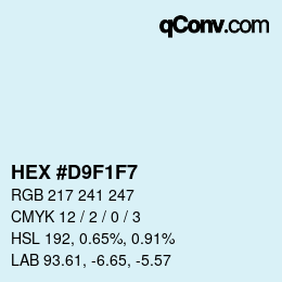 カラーコード: HEX #D9F1F7 | qconv.com