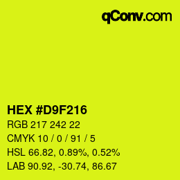 Color code: HEX #D9F216 | qconv.com