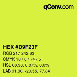 Color code: HEX #D9F23F | qconv.com