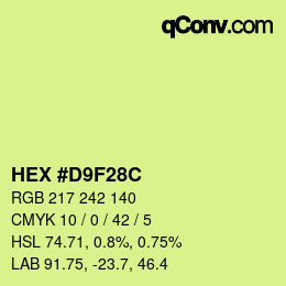 Color code: HEX #D9F28C | qconv.com