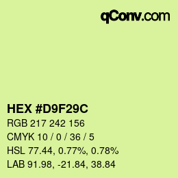 Color code: HEX #D9F29C | qconv.com