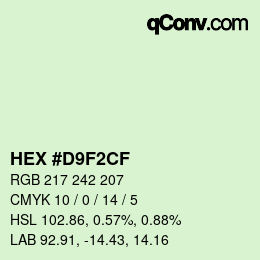Color code: HEX #D9F2CF | qconv.com