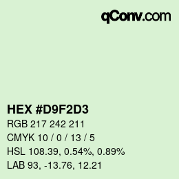 カラーコード: HEX #D9F2D3 | qconv.com
