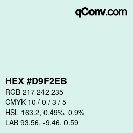 Color code: HEX #D9F2EB | qconv.com