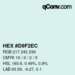 Color code: HEX #D9F2EC | qconv.com