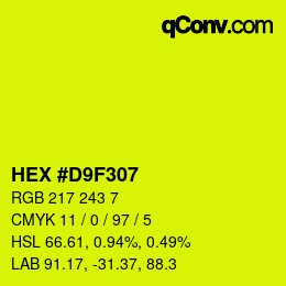 Color code: HEX #D9F307 | qconv.com