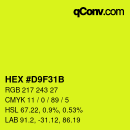 Color code: HEX #D9F31B | qconv.com