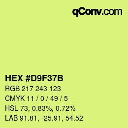 Color code: HEX #D9F37B | qconv.com