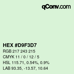 Color code: HEX #D9F3D7 | qconv.com