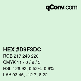 Color code: HEX #D9F3DC | qconv.com