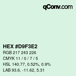 カラーコード: HEX #D9F3E2 | qconv.com