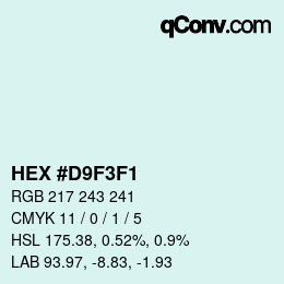 颜色代码: HEX #D9F3F1 | qconv.com