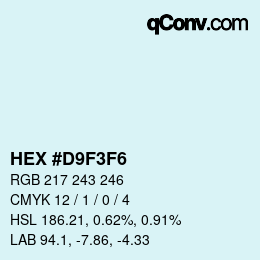 カラーコード: HEX #D9F3F6 | qconv.com