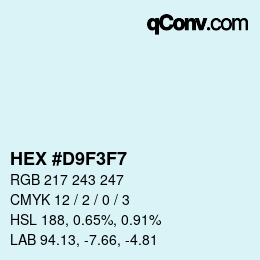 Color code: HEX #D9F3F7 | qconv.com