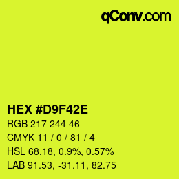 Color code: HEX #D9F42E | qconv.com