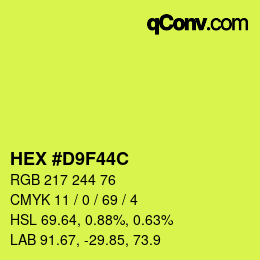 Color code: HEX #D9F44C | qconv.com