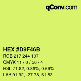 Color code: HEX #D9F46B | qconv.com