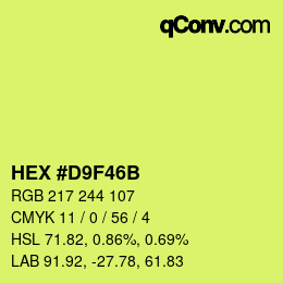 カラーコード: HEX #D9F46B | qconv.com