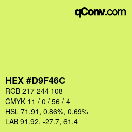 Color code: HEX #D9F46C | qconv.com