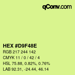 Color code: HEX #D9F48E | qconv.com