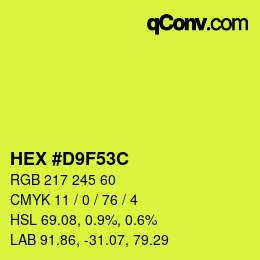 Color code: HEX #D9F53C | qconv.com