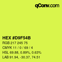 Color code: HEX #D9F54B | qconv.com