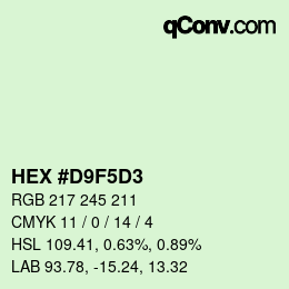 Color code: HEX #D9F5D3 | qconv.com