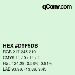カラーコード: HEX #D9F5DB | qconv.com