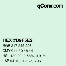 Code couleur: HEX #D9F5E2 | qconv.com