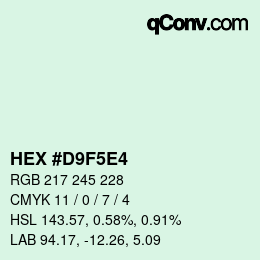 Farbcode: HEX #D9F5E4 | qconv.com